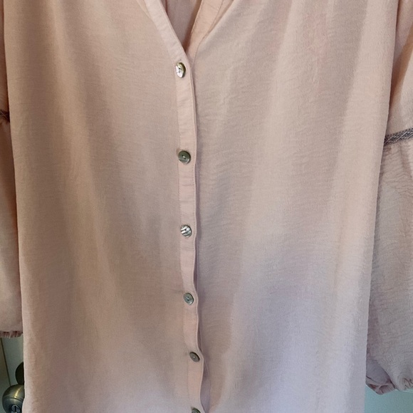 Fig&Flower  Pink Embroidered Button Down Blouse Size L - Picture 4 of 11